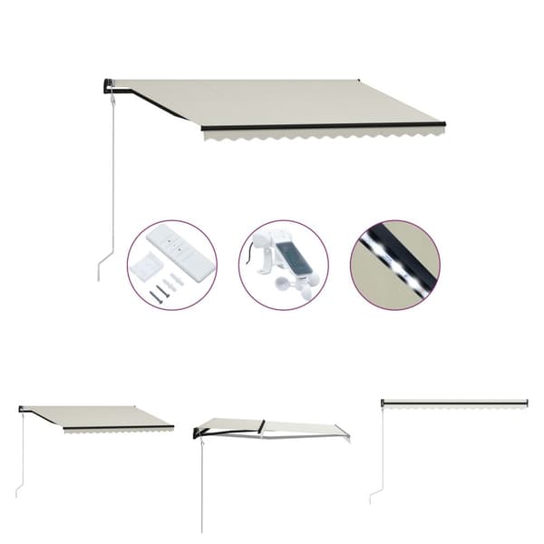 The Living Store Sisäänkelattava markiisi tuulisensori ja LED 400x300 cm kerma -  Markiisit