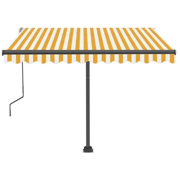 The Living Store Markis manuellt infällbar med LED 350x250 cm gul och vit - Markiser