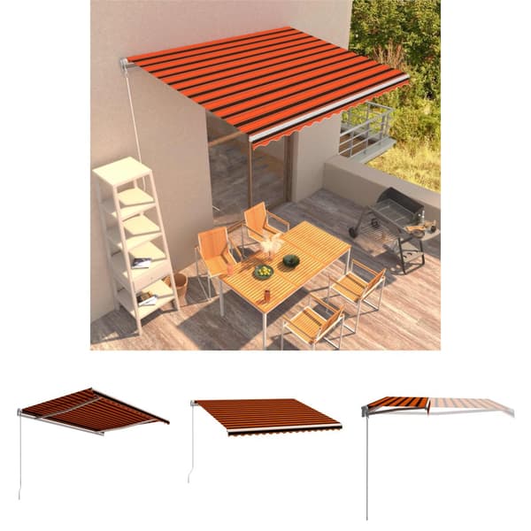 The Living Store Markis manuellt infällbar 400x300 cm orange och brun - Markiser