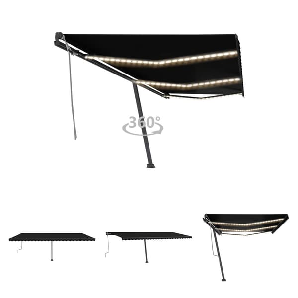The Living Store Markis manuellt infällbar med LED 600x300 cm antracit - Markiser