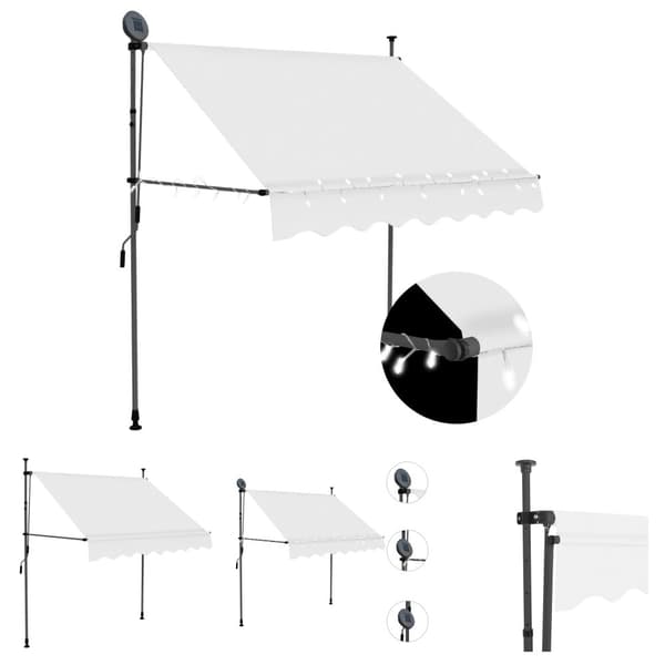 The Living Store Markis manuellt infällbar med LED 100 cm gräddvit - Markiser