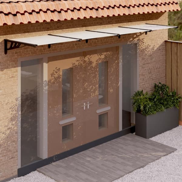 The Living Store dørbaldakin 396x90 cm polycarbonat sort og transparent -  Markiser