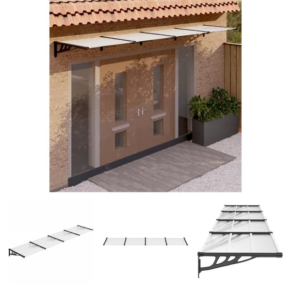 The Living Store dørbaldakin 396x90 cm polycarbonat sort og transparent -  Markiser