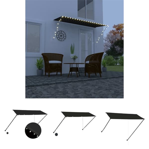 The Living Store Markis med LED 300x150 cm antracit - Markiser