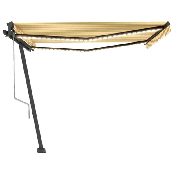 The Living Store Sisäänkelattava markiisi LED/tuulisensori 450x350 cm keltavalk. - Markiisit