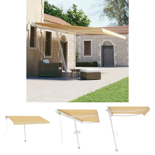 The Living Store Fristående markis automatisk 450x300 cm gul/vit -  Markiser