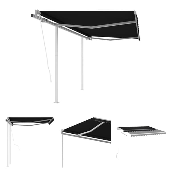 The Living Store Automaattisesti kelautuva markiisi tolpilla 3x2,5 m antrasiitti -  Markiisit