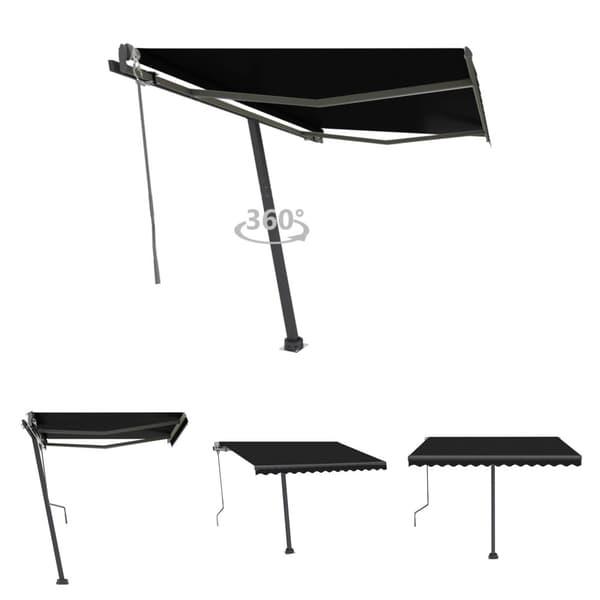 The Living Store Fristående markis automatisk 350x250 cm antracit - Markiser