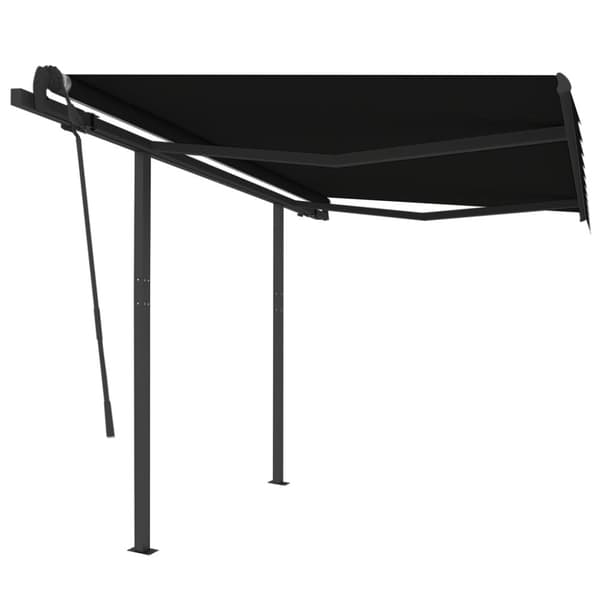 The Living Store Markis med stolpar automatiskt infällbar 3,5x2,5 m antracit -  Markiser