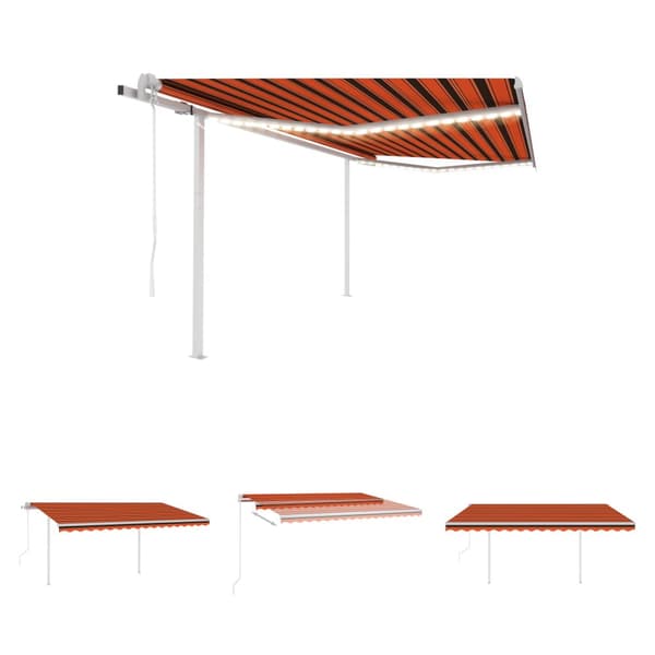 The Living Store Automatisk markis med vindsensor & LED 4,5x3 m orange/brun - Markiser