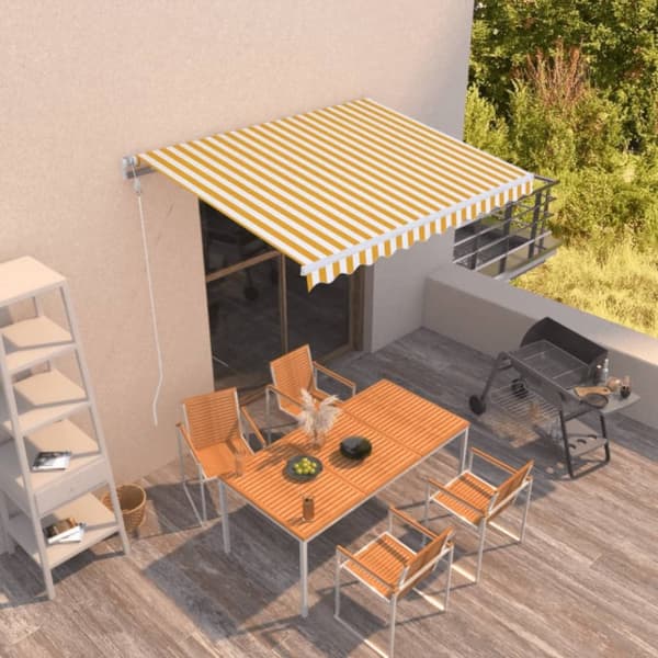 The Living Store Automatisk markis 350x250 cm gul och vit - Markiser