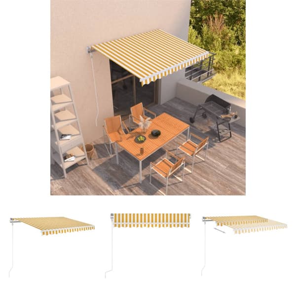 The Living Store Automatisk markis 350x250 cm gul och vit - Markiser