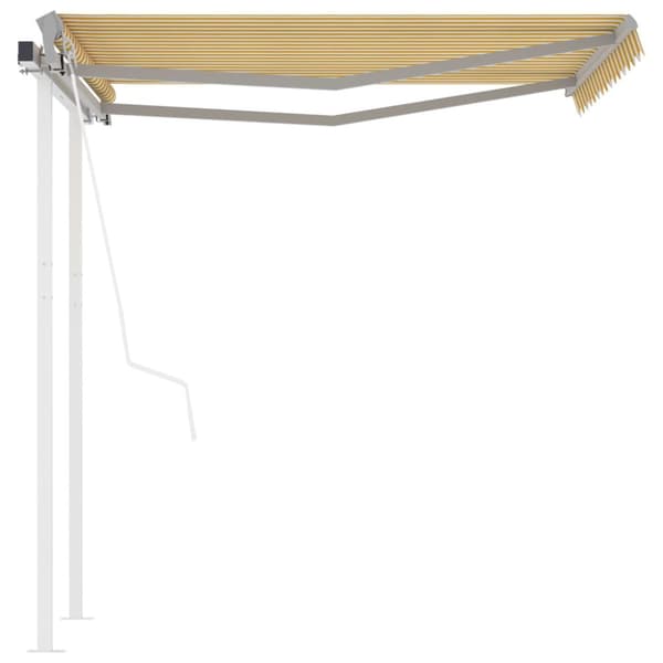 The Living Store Markis med stolpar automatisk infällbar 3,5x2,5 m gul och vit -  Markiser