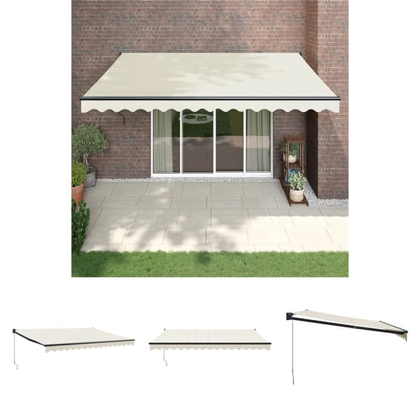 The Living Store Markis infällbar gräddvit 4x3 m tyg och aluminium - Markiser