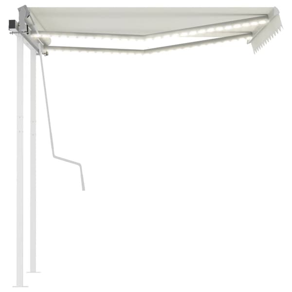 The Living Store markise m. LED-lys 3x2,5 m manuel betjening cremefarvet -  Markiser