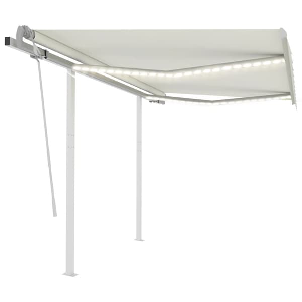 The Living Store markise m. LED-lys 3x2,5 m manuel betjening cremefarvet - Markiser