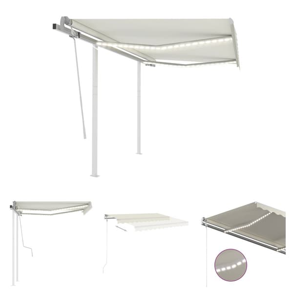The Living Store markise m. LED-lys 3x2,5 m manuel betjening cremefarvet - Markiser