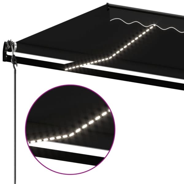 The Living Store Automatisk markis med vindsensor & LED 450x350 cm antracit - Markiser