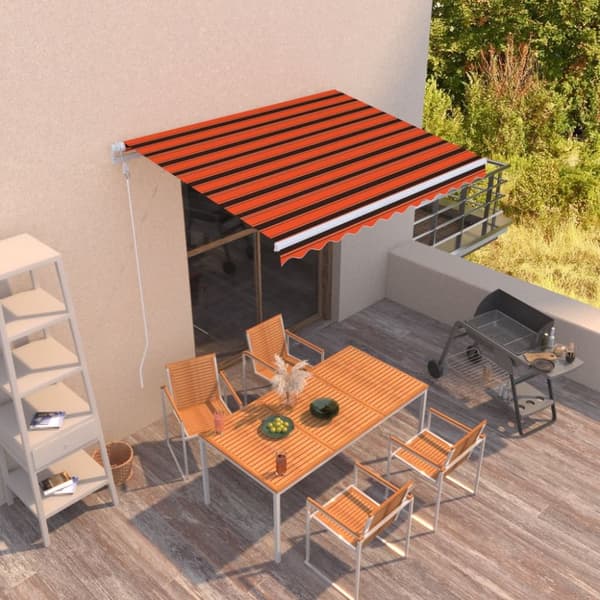 The Living Store Markis automatiskt infällbar 300x250 cm orange och brun - Markiser