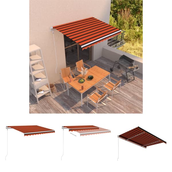 The Living Store Markis automatiskt infällbar 300x250 cm orange och brun - Markiser
