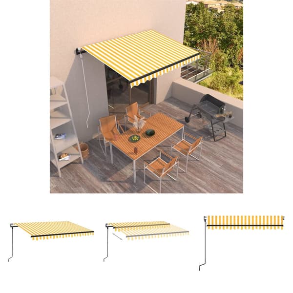 The Living Store Automaattisesti sisäänkelattava markiisi 350x250cm keltavalk. - Markiisit