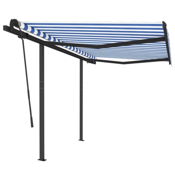The Living Store Automaattisesti kelautuva markiisi tolpilla 3,5x2,5 m sinivalk. - Markiisit