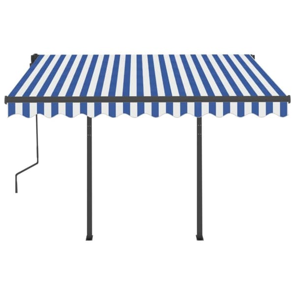 The Living Store Automaattisesti kelautuva markiisi tolpilla 3,5x2,5 m sinivalk. - Markiisit