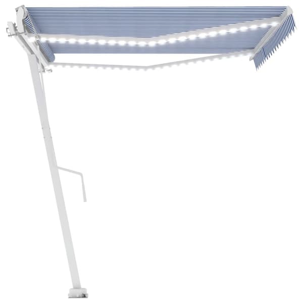 The Living Store Automatisk markis med vindsensor & LED 450x300 cm blå och vit - Markiser