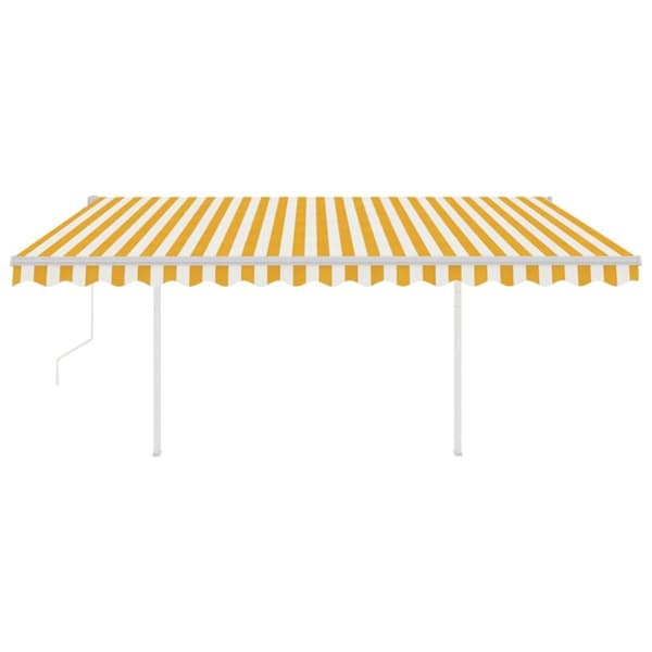 The Living Store Sisäänkelattava markiisi LED/tuulisensori 4,5x3m keltavalkoinen - Markiisit