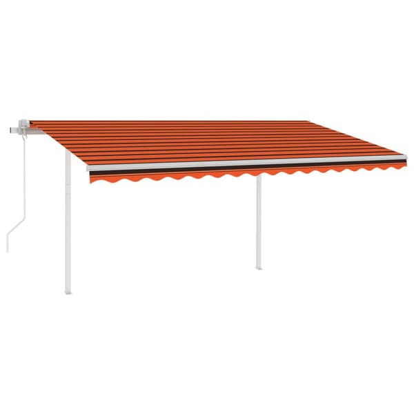 The Living Store Markis med stolpar automatisk infällbar 4x3 m orange och brun -  Markiser