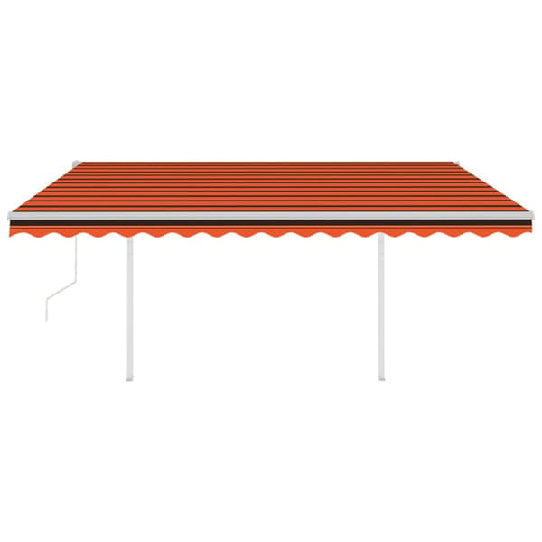 The Living Store Markis med stolpar automatisk infällbar 4x3 m orange och brun -  Markiser