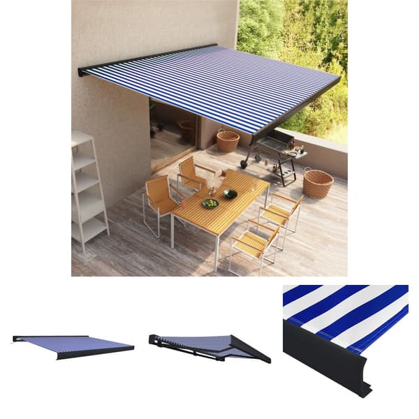 The Living Store Moottoroitu kasettimarkiisi 350x250 cm sininen ja valkoinen - Markiisit