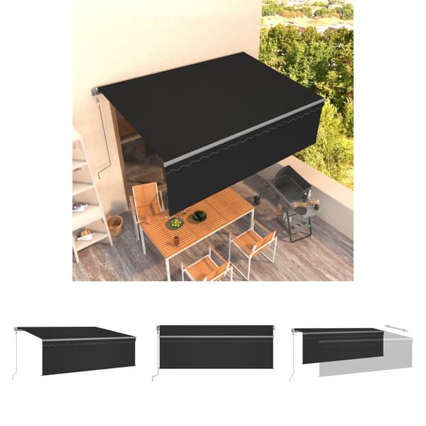 The Living Store Automatisk markis med rullgardin 4x3m antracit -  Markiser