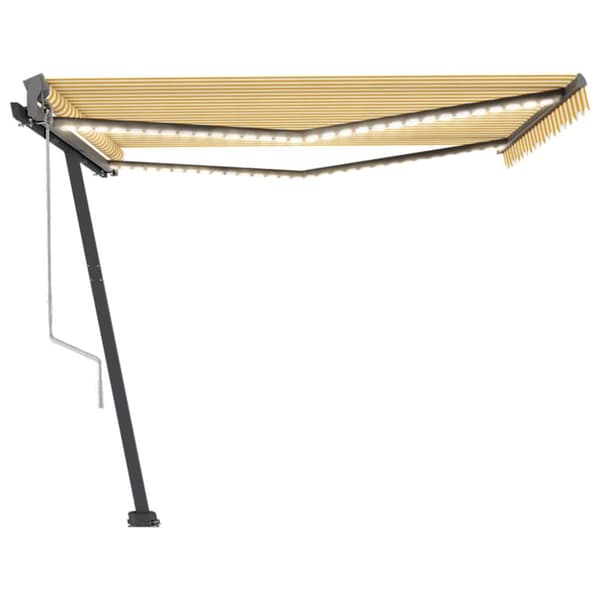 The Living Store Automatisk markis med vindsensor & LED 400x300 cm gul/vit - Markiser