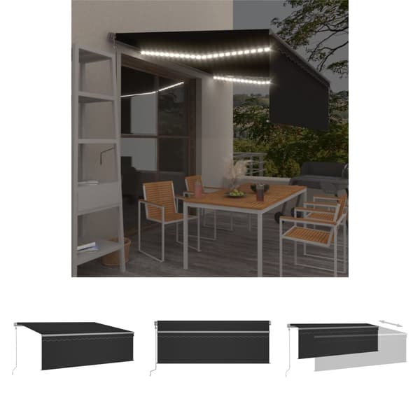 The Living Store Automatisk markis med vindsensor rullgardin LED 4x3 m antracit -  Markiser