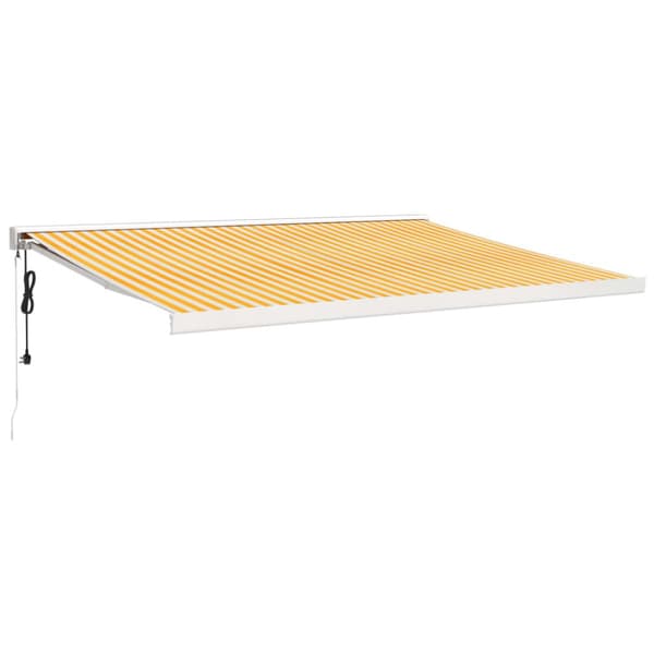 The Living Store Markis infällbar gul och vit 4,5x3 m tyg&aluminium - Markiser