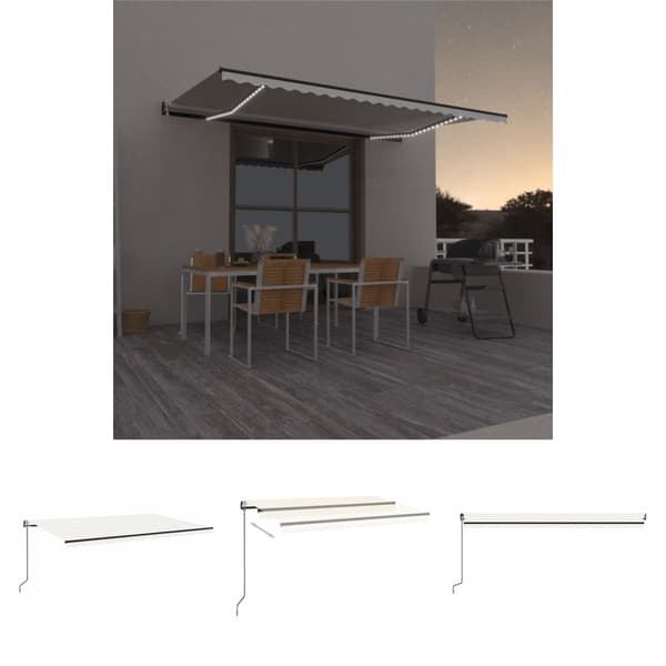 The Living Store Sisäänkelattava markiisi LED/tuulisensori 500x300 cm kerma - Markiisit