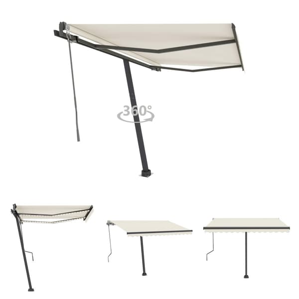The Living Store Vapaasti seisova sisäänkelattava markiisi 350x250 cm kerma -  Markiisit