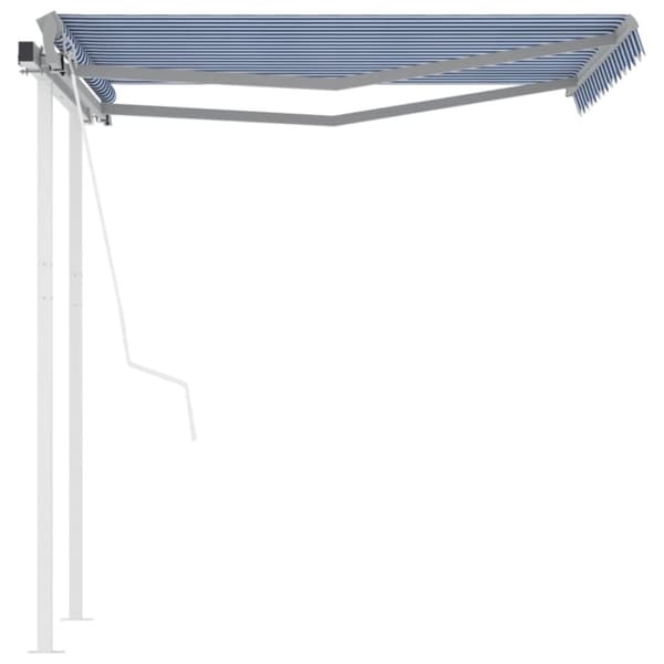 The Living Store Markis med stolpar automatisk infällbar 3,5x2,5 m blå och vit - Markiser