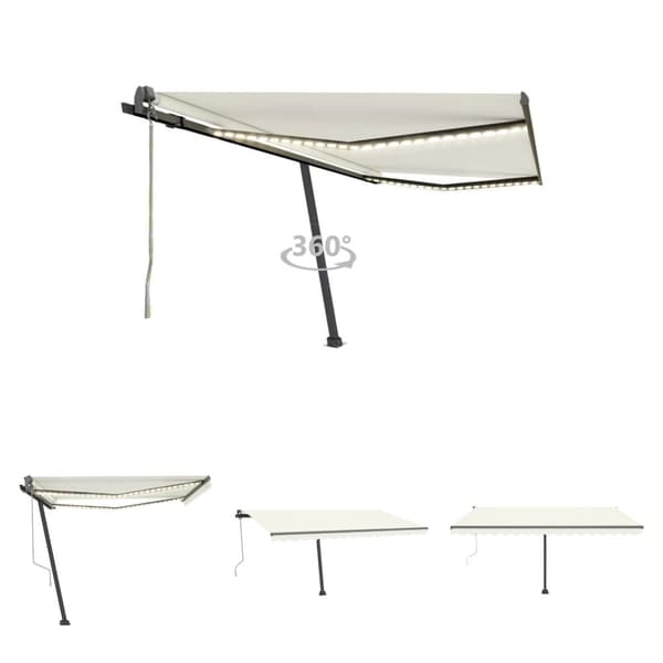 The Living Store Automatisk markis med vindsensor & LED 400x300 cm gräddvit - Markiser