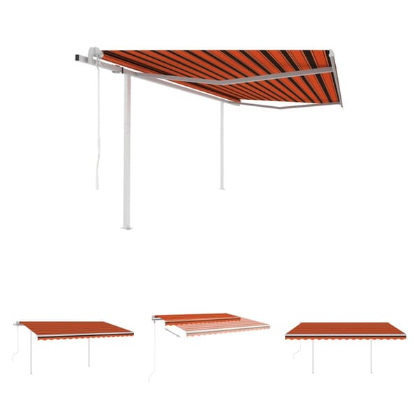 The Living Store Automaattisesti kelattava markiisi tolpilla 4,5x3m oranssirusk. - Markiisit