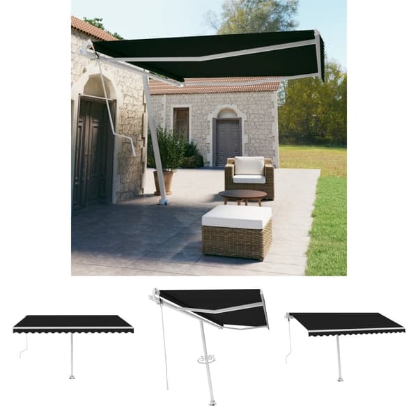 The Living Store Automatisk markis fristående 400x350 cm antracit -  Markiser