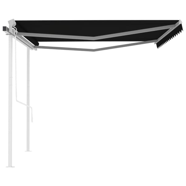 The Living Store Markis med stolpar automatisk infällbar 4x3,5 m antracit - Markiser