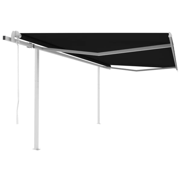 The Living Store Markis med stolpar automatisk infällbar 4x3,5 m antracit -  Markiser