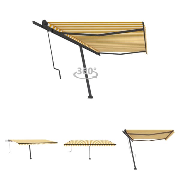 The Living Store Fristående markis automatisk 500x350 cm gul/vit -  Markiser