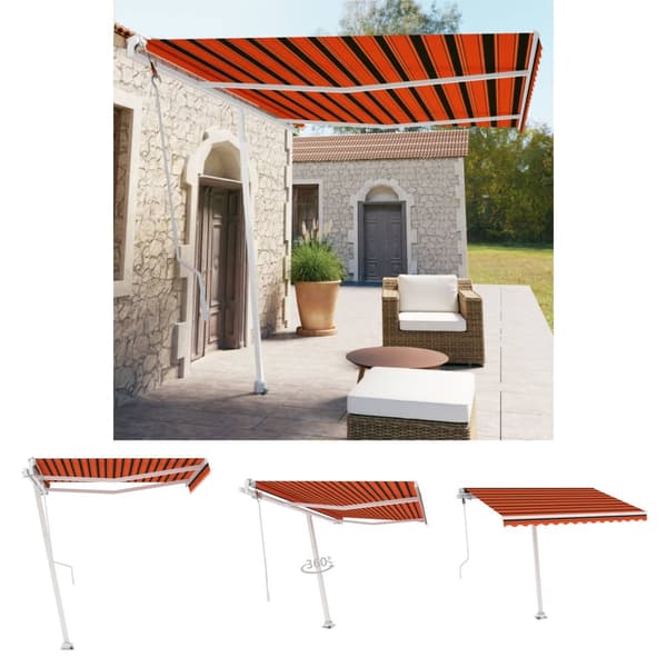 The Living Store Fristående markis automatiskt infällbar 350x250 cm orange/brun - Markiser