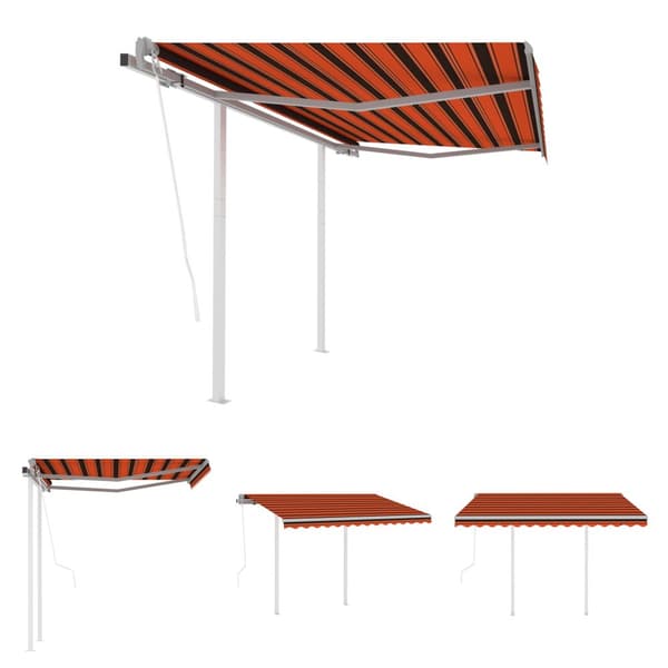 The Living Store Automaattisesti kelautuva markiisi tolpilla 3,5x2,5m oranssiru. -  Markiisit