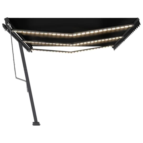 The Living Store Sisäänkelattava markiisi LED/tuulisensori 600x300cm antrasiitti - Markiisit