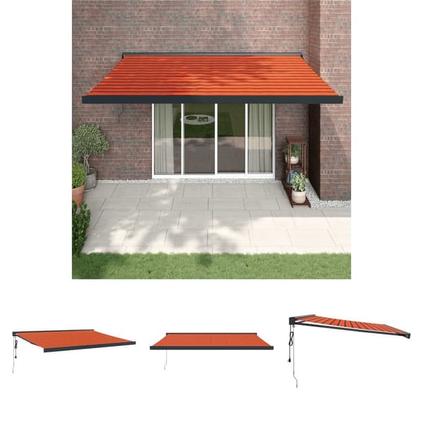 The Living Store Markis infällbar orange och brun 4x3 m tyg&aluminium -  Markiser