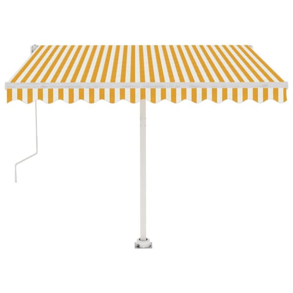 The Living Store fritstående markise 300x250 cm automatisk betjening gul og hvid -  Markiser